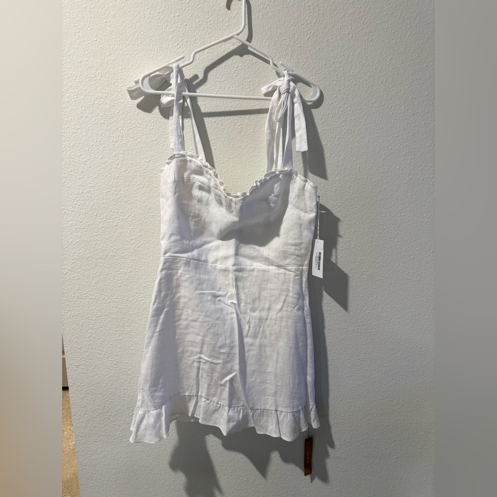 Reformation White Sleeveless Dress with Tie Straps